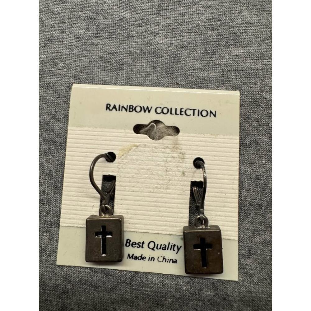 Vintage Cross Sterling Silver Dangle Earrings